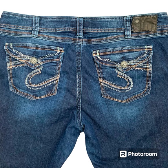 SILVER SUKI SURPLUS Women PLUS DarkWash Denim Jeans Stitch Flap Pocket 24/L32 - Picture 5 of 15